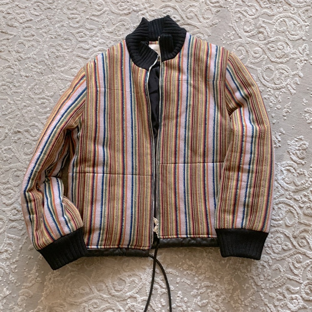 Edun striped colorful bomber jacket